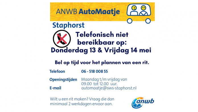 ANWB AutoMaatje Staphorst niet bereikbaar