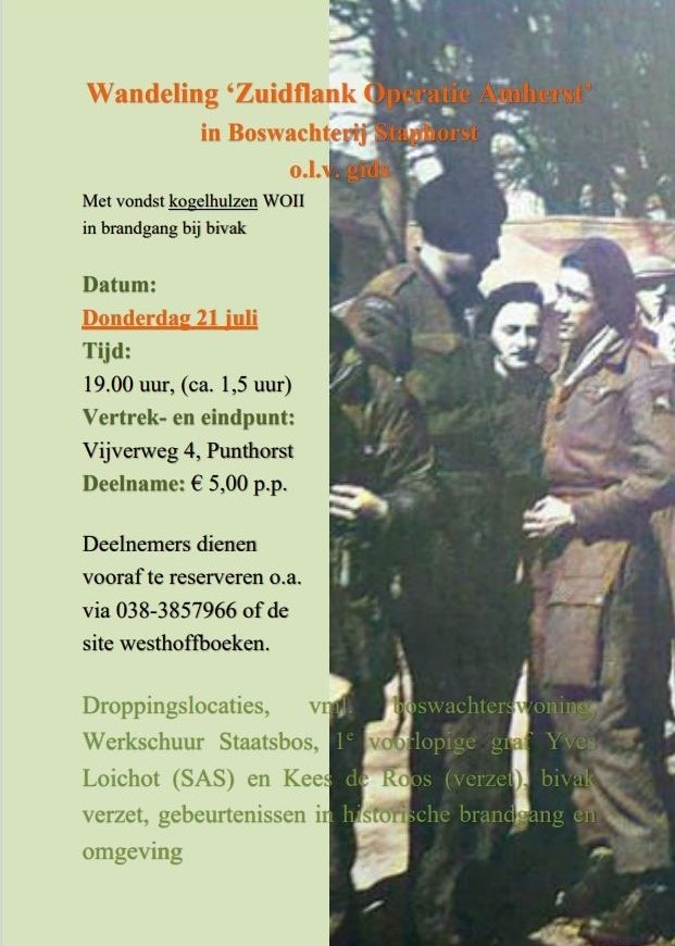 Wandeling ‘Zuidflank Operatie Amherst’ 21 juli in Boswachterij Staphorst’ o.l.v. gids